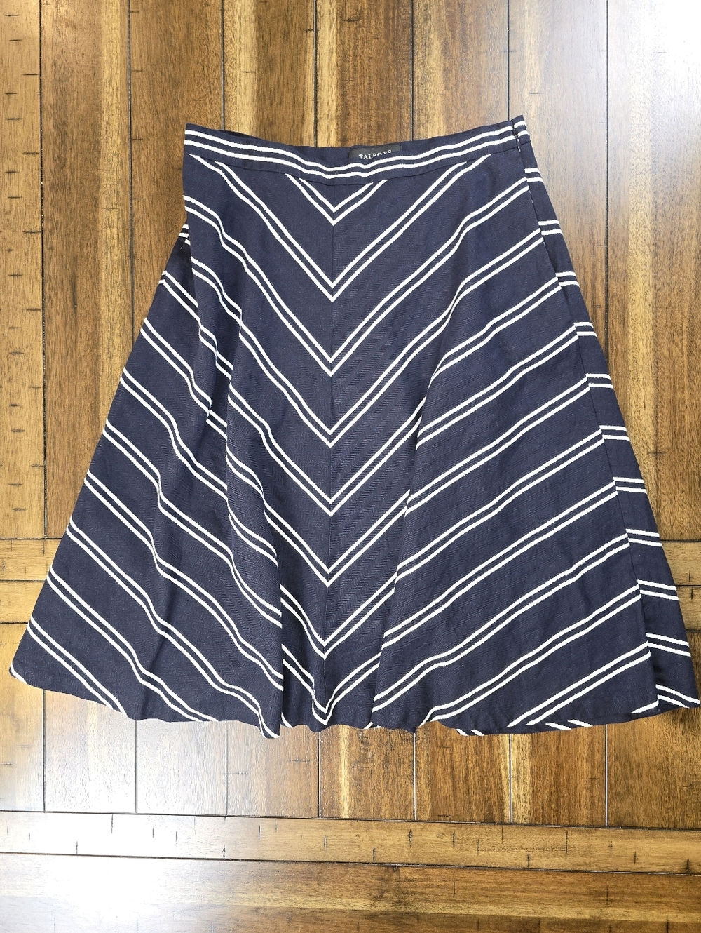 Talbots‎ Dobby-Weave Stripe Midi Skirt Navy White Size 6